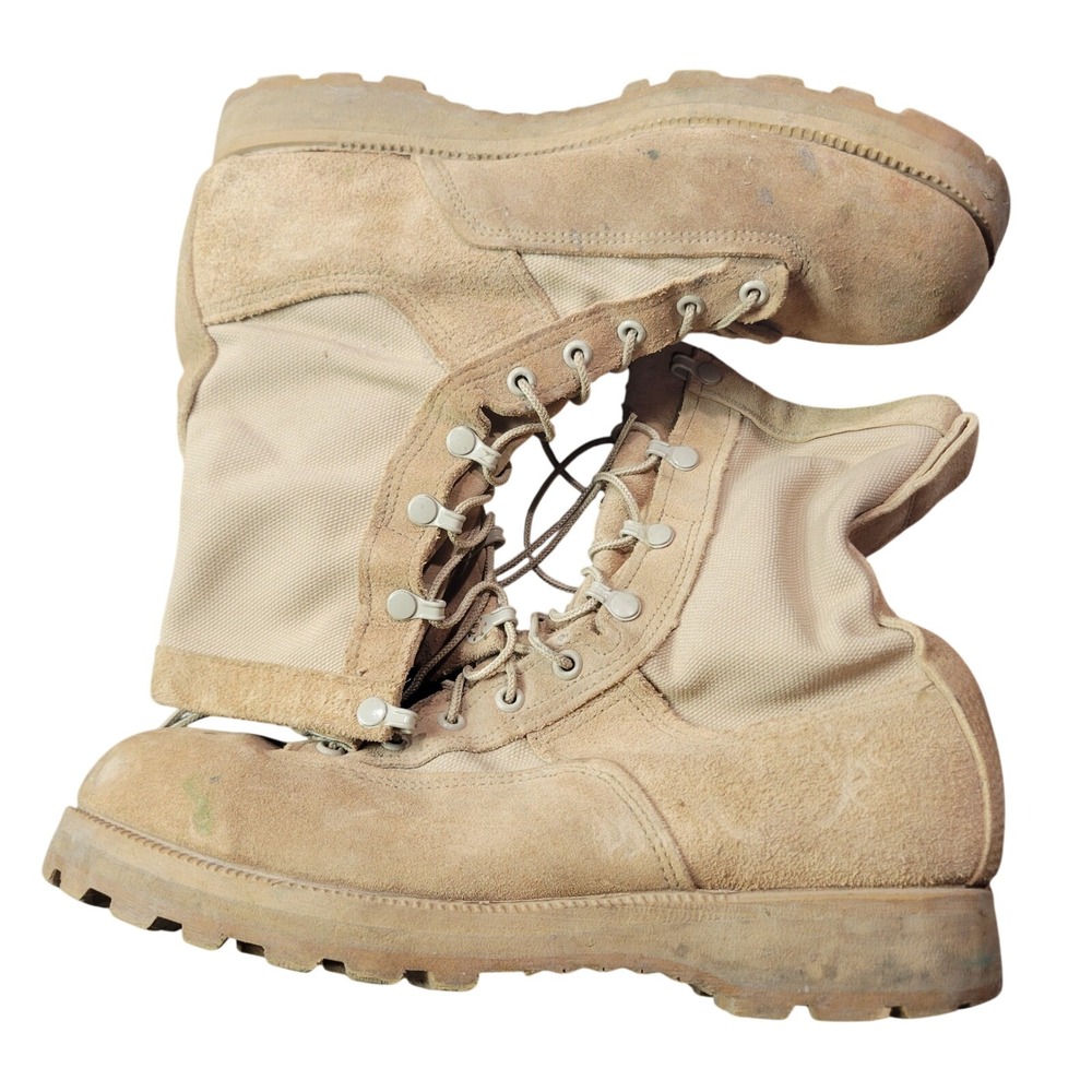 Belleville Mens Tan Suede Canvas Combat Boots Vibram Sole Size 10R‎